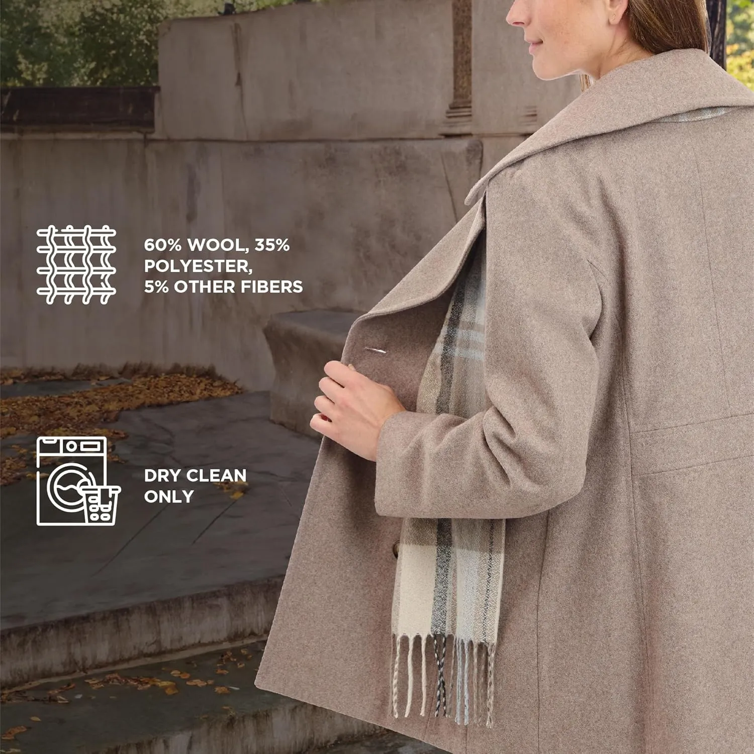 LONDON FOG Women's Double Breasted Peacoat with Scarf