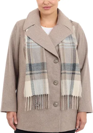 LONDON FOG Women's Plus-Size Double Breasted Peacoat with Scarf