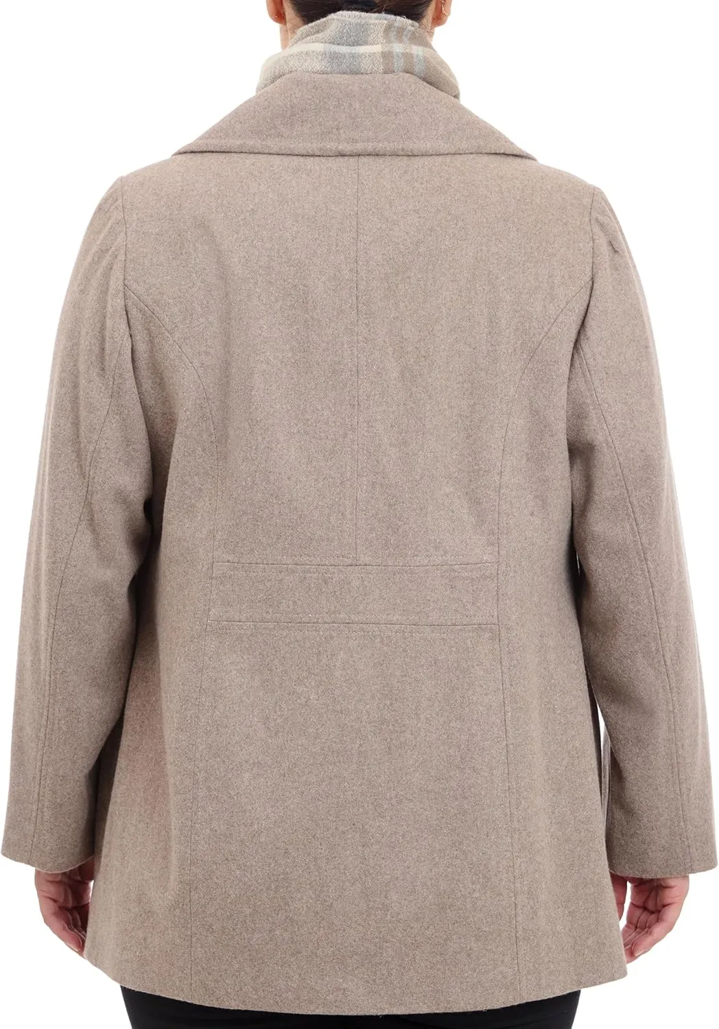 LONDON FOG Women's Plus-Size Double Breasted Peacoat with Scarf