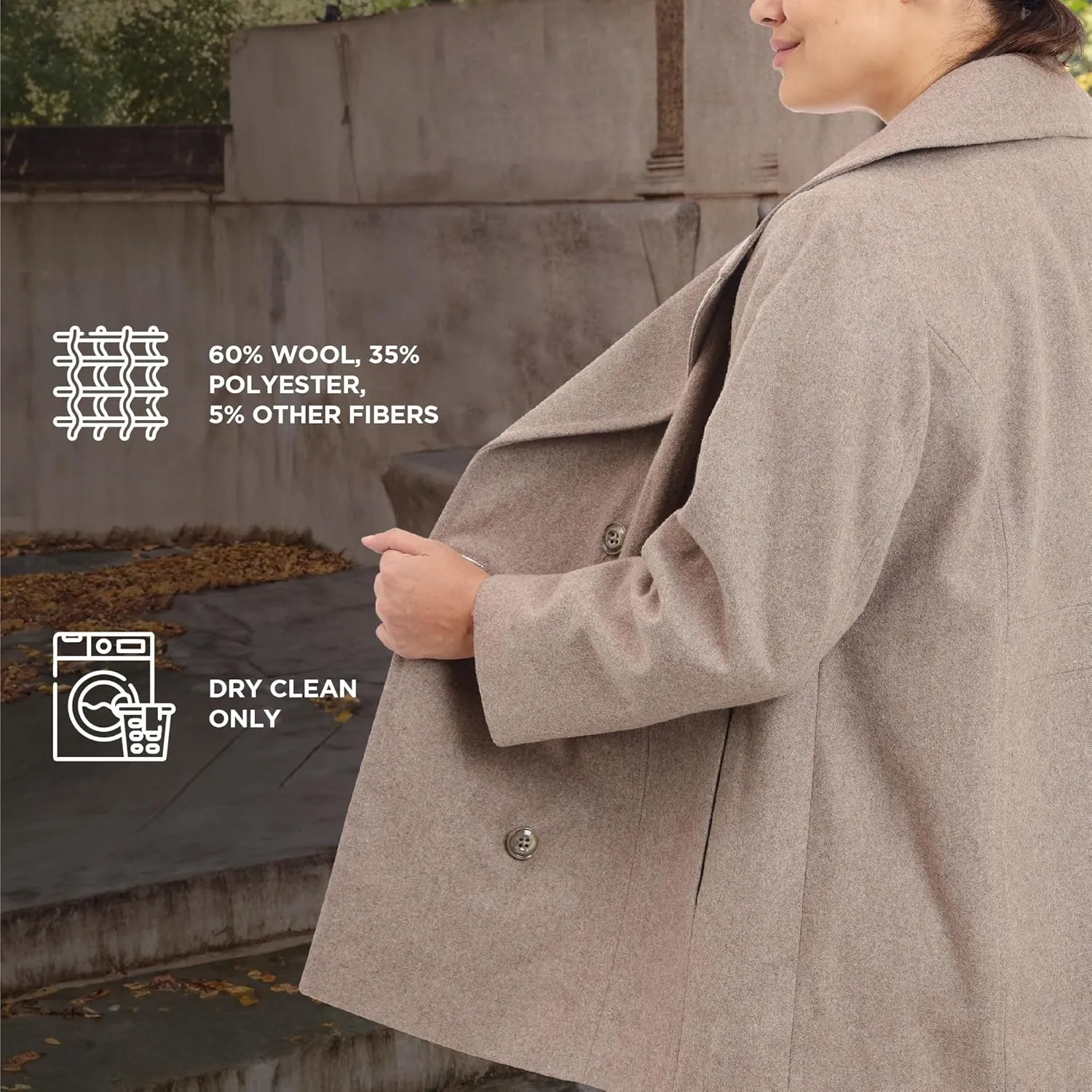 LONDON FOG Women's Plus-Size Double Breasted Peacoat with Scarf