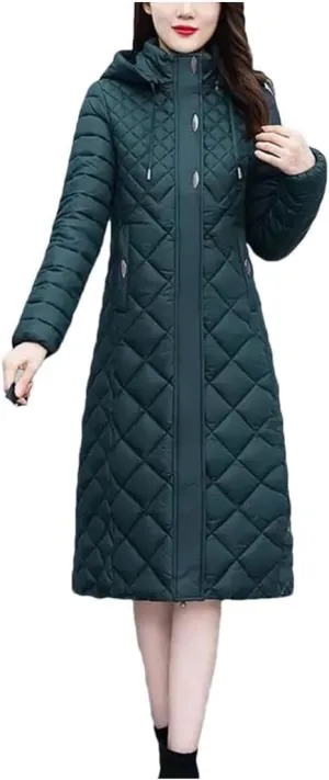 Long Down Cotton Cotton-Padded Jacket Winter Parka Hooded Coat Long Sleeve Slim Jacket Korean Warm Outerwear
