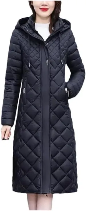 Long Down Cotton Cotton-Padded Jacket Winter Parka Hooded Coat Long Sleeve Slim Jacket Korean Warm Outerwear