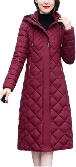 Long Down Cotton Cotton-Padded Jacket Winter Parka Hooded Coat Long Sleeve Slim Jacket Korean Warm Outerwear