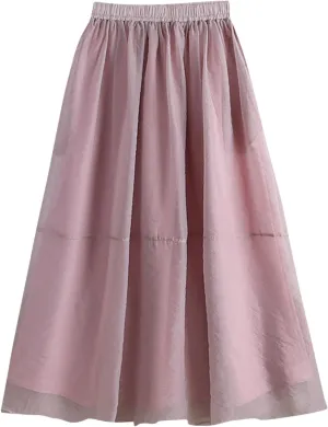 Long Maxi Skirt for Women 2025 Summer Trendy Elastic Waist Layered Skirts Casual Fashion Loose Flowy Beach Skorts