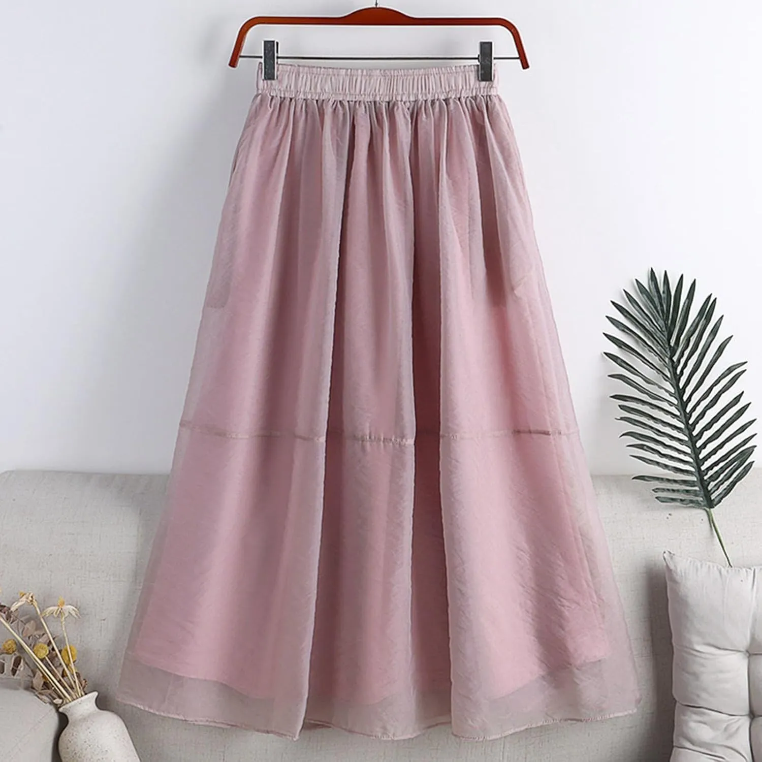 Long Maxi Skirt for Women 2025 Summer Trendy Elastic Waist Layered Skirts Casual Fashion Loose Flowy Beach Skorts