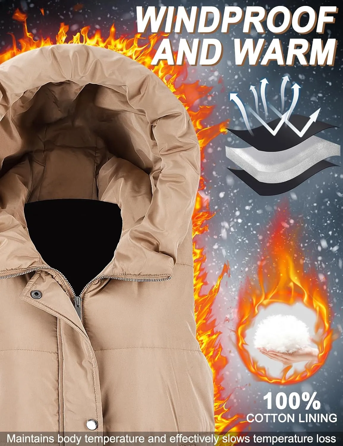 Long Puffer Vest Women Quilted Hooded Vest Zip Up Sleeveless Vests Outerwear Padded Jacket Warm Winter Coat 2025