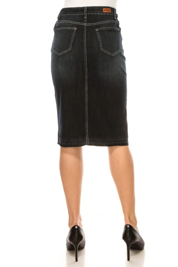 Lucia Denim Skirt in Black Wash- Misses and Plus (XL-3X)