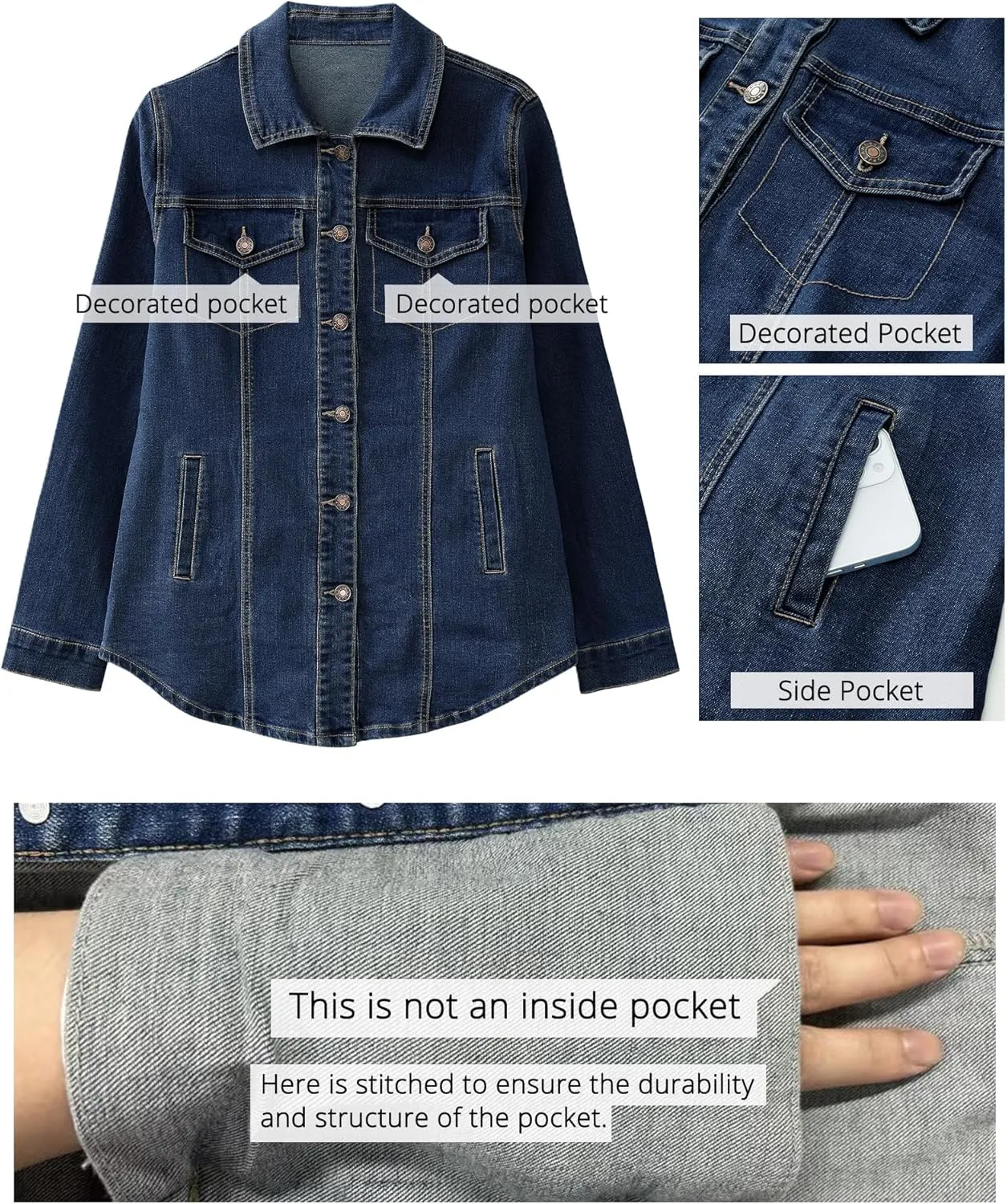 luvamia 2025 Jean Jackets for Women Fashion Denim Jacket Western Oversized Shacket Jacket Button Up with Pockets