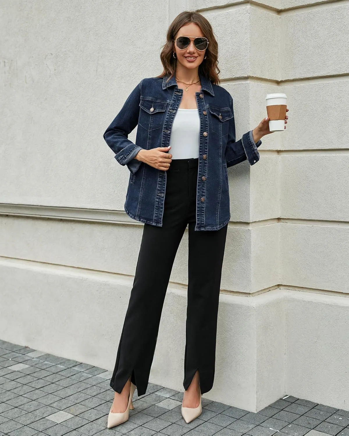 luvamia 2025 Jean Jackets for Women Fashion Denim Jacket Western Oversized Shacket Jacket Button Up with Pockets