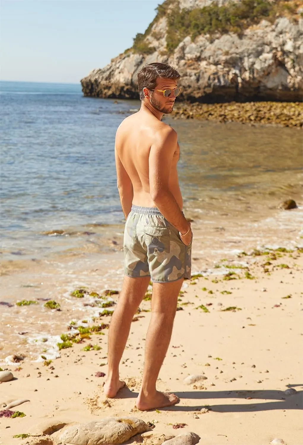 maamgic Mens Boys Short 80s 90s Vintage Swim Trunks with Mesh Lining Quick Dry Swim Suits Board Shorts