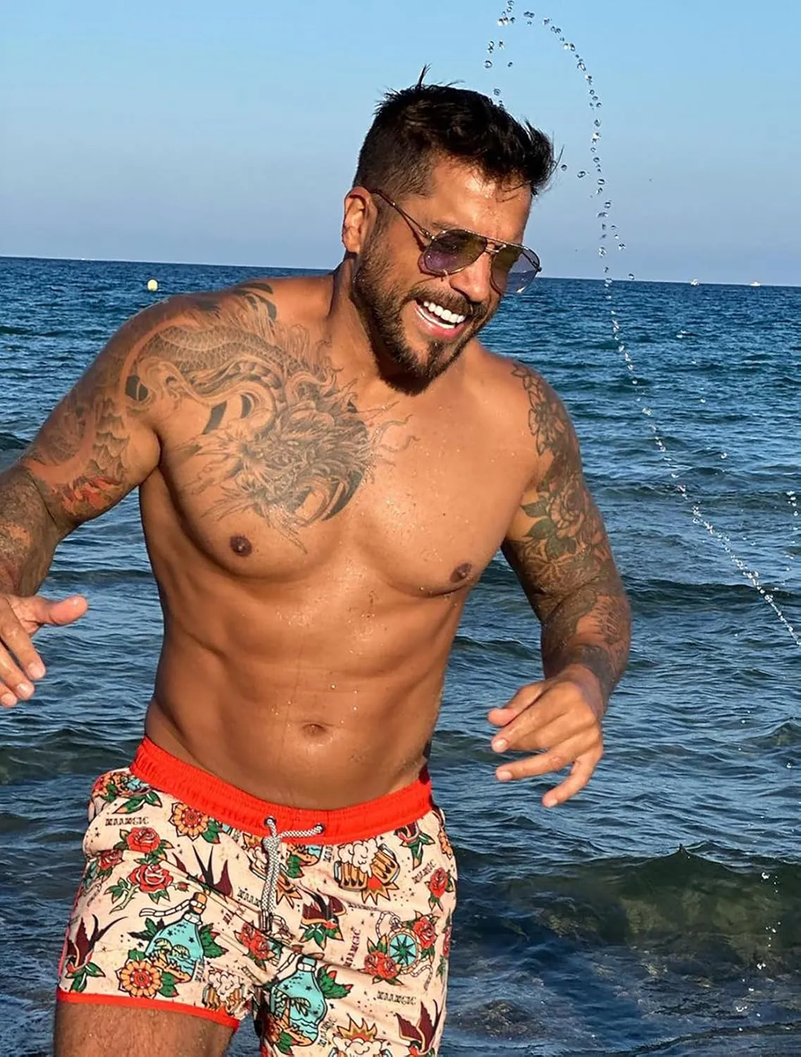 maamgic Mens Swim Trunks Retro Swim Shorts 4 Way Stretch with Mesh Vintage 80s 90s Quick Dry Swimsuits Board Shorts