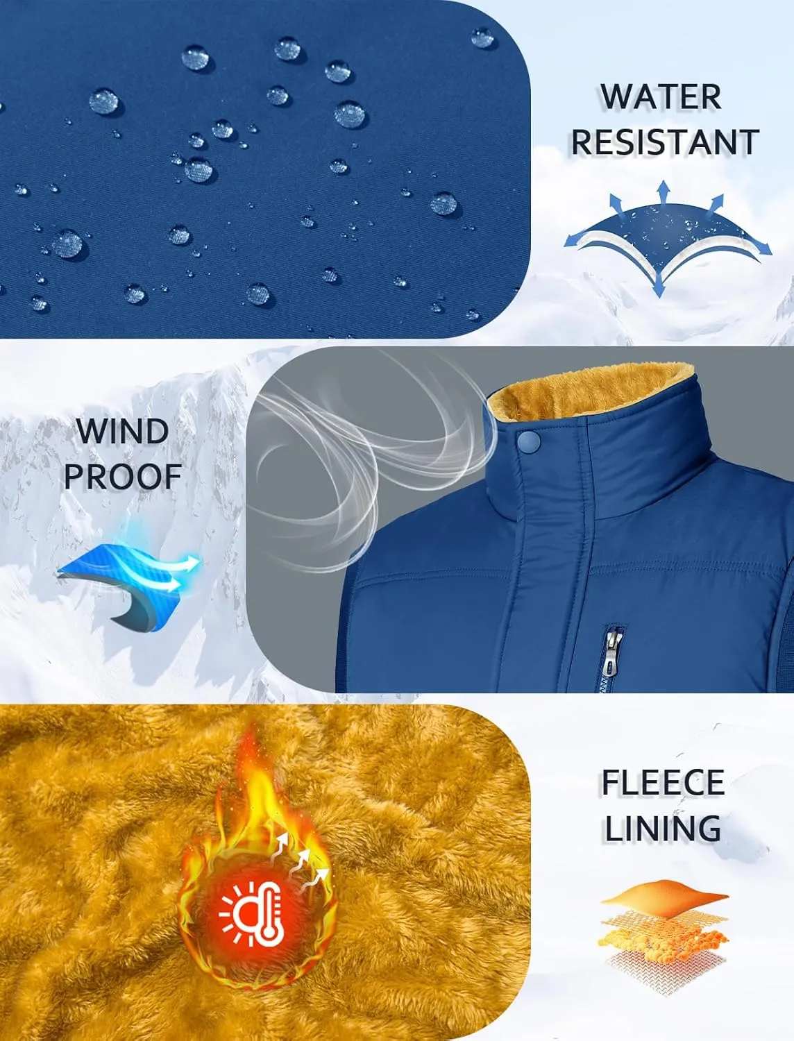 MAGCOMSEN Mens Winter Vests Outerwear Fleece Lined Puffer Vest Warm Casual Quilted Vest Bubble Sherpa Vest Jacket