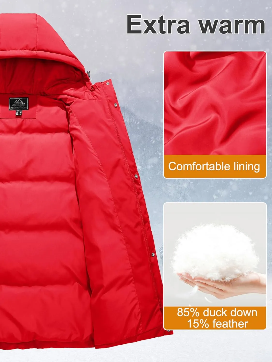 MAGCOMSEN Women's Winter Down Puffer Coats with Hood Long Water-Resistant Padded Warm Jackets Fashion Outerwear