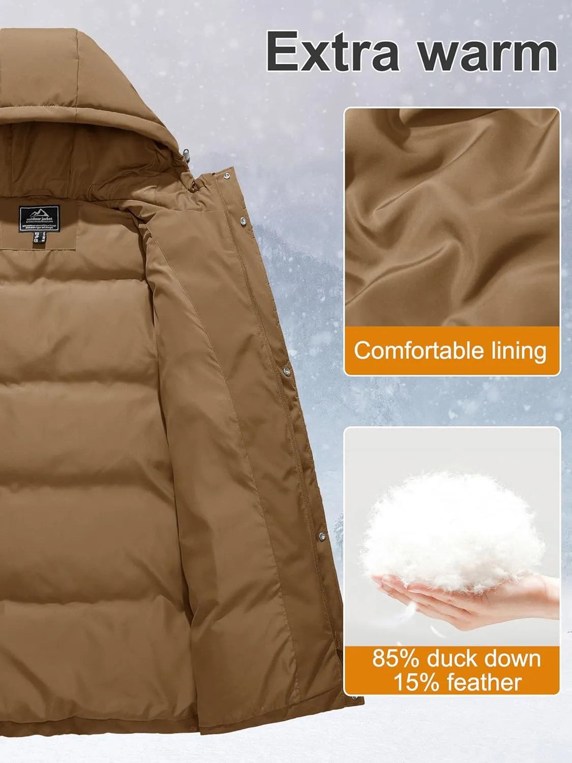 MAGCOMSEN Women's Winter Down Puffer Coats with Hood Long Water-Resistant Padded Warm Jackets Fashion Outerwear