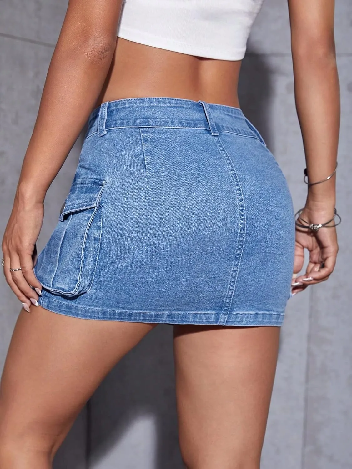 MakeMeChic Women's Denim Skirt Y2K Denim Skort Low Rise Mini Jean Skirt