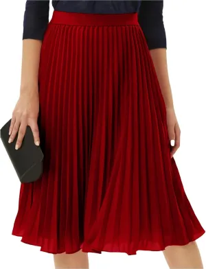 Maxi Skirts for Women Summer Casual Elastic High Waisted Pleated Skirt Flowy Solid Color Chiffon Swing A Line Skirt
