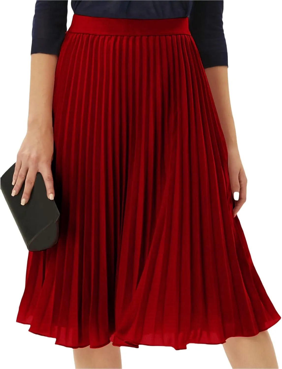 Maxi Skirts for Women Summer Casual Elastic High Waisted Pleated Skirt Flowy Solid Color Chiffon Swing A Line Skirt