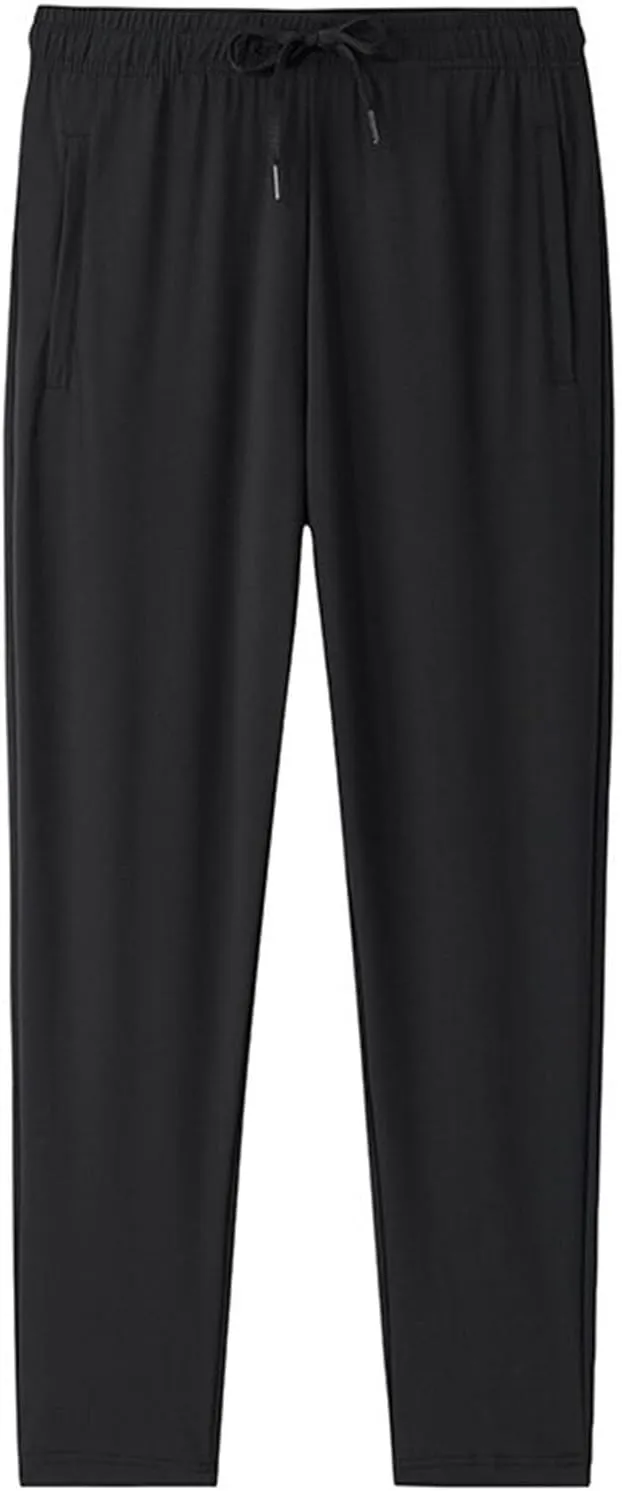 Men Ice Silk Fitness Running Stretch Yoga Pants Soft Elastic Waist Comfy Sweatpants Summer Quick-Drying Pants