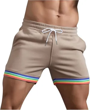 Men Pride Shorts Casual Elastic Waist Rainbow Short Pants Workout Running Athletic Jogger Drawstring Gym Sweat Shorts