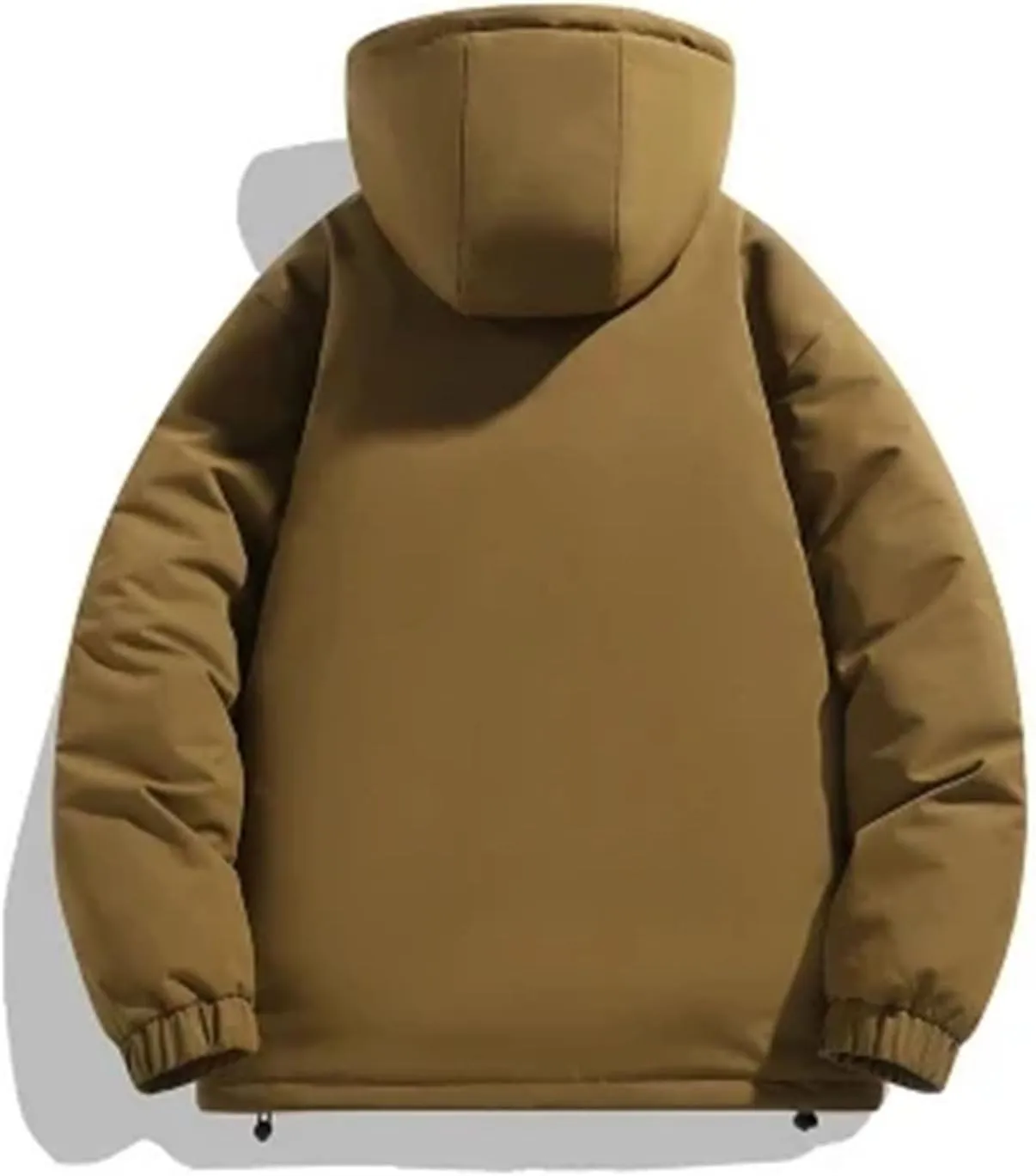 Men Solid Hooded Cotton-Padded Jacket Patchwork Zipper Outdoor Thicken Oversized Parka Coat