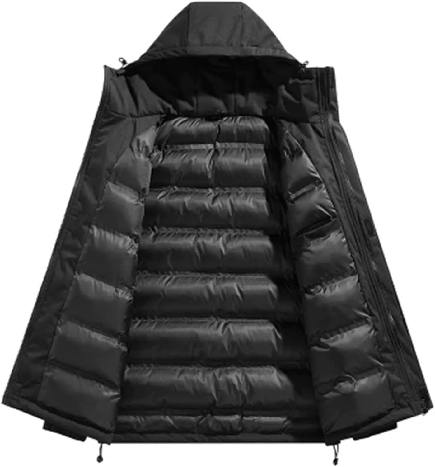 Men Solid Hooded Cotton-Padded Jacket Patchwork Zipper Outdoor Thicken Oversized Parka Coat