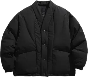 Men V-Neck Loose Casual Padded Cotton Parkas Jacket Kimono Cardigan Thicken Coat Outerwear
