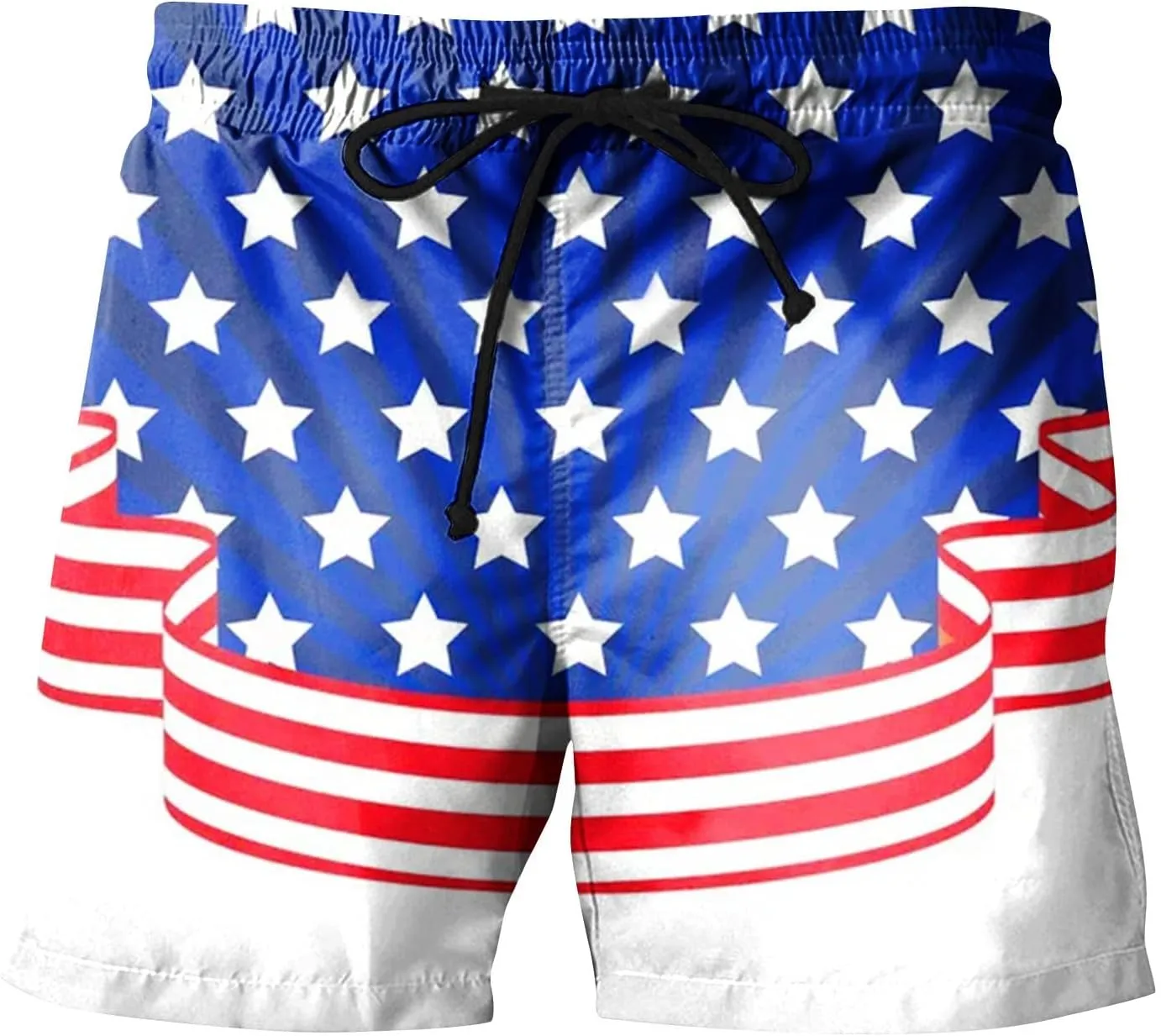 Mens 4th of July Swim Trunks Casual USA Shorts Ripstop Festival Quick Dry Trunks Lightweight Mens Swim Shorts Hiking
