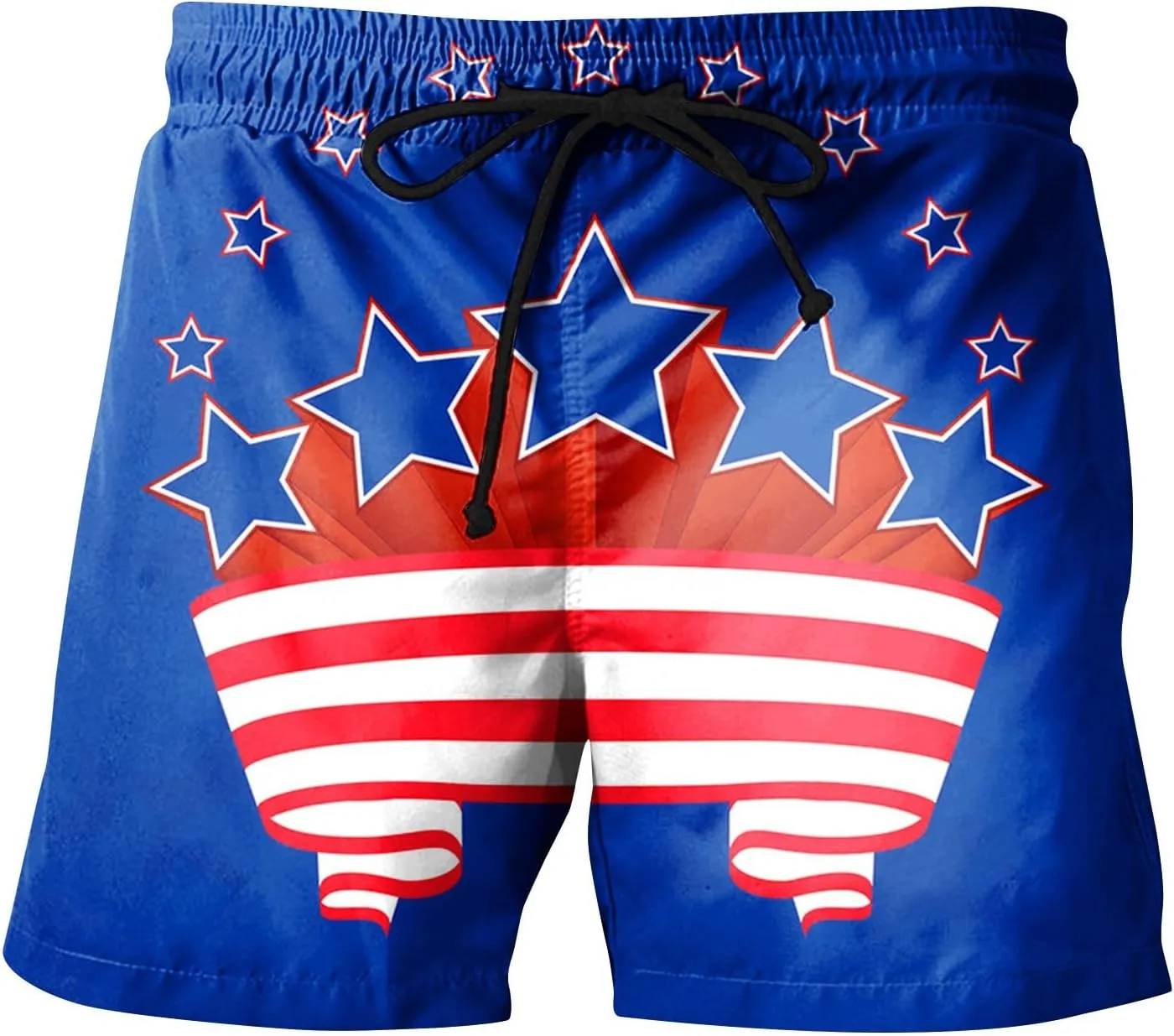 Mens 4th of July Swim Trunks Casual USA Shorts Ripstop Festival Quick Dry Trunks Lightweight Mens Swim Shorts Hiking