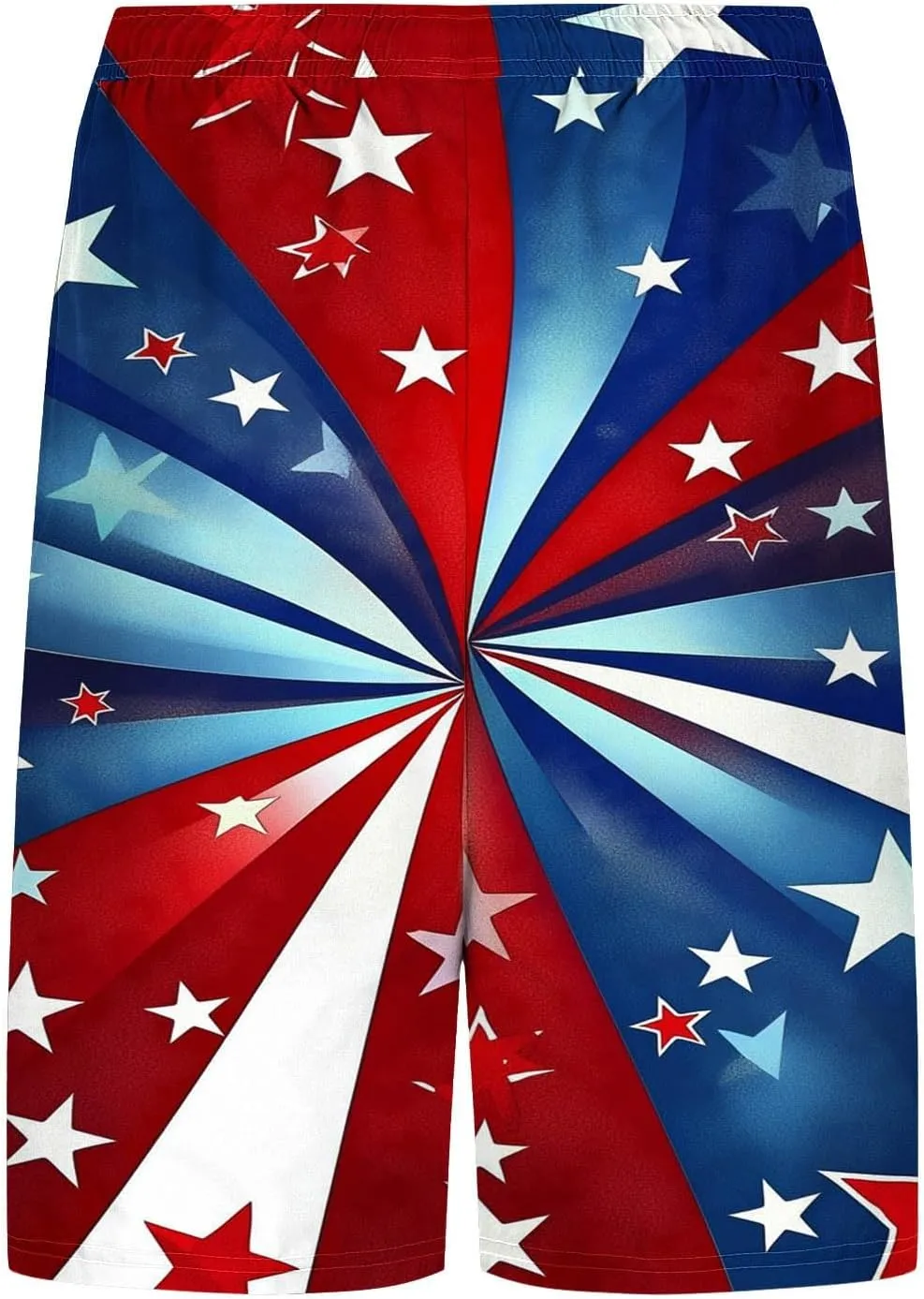 Mens American Flag Swim Trunks with Compression Liner and Pockets USA 4th of July Patriotic 2 in 1 Beach Board Shorts