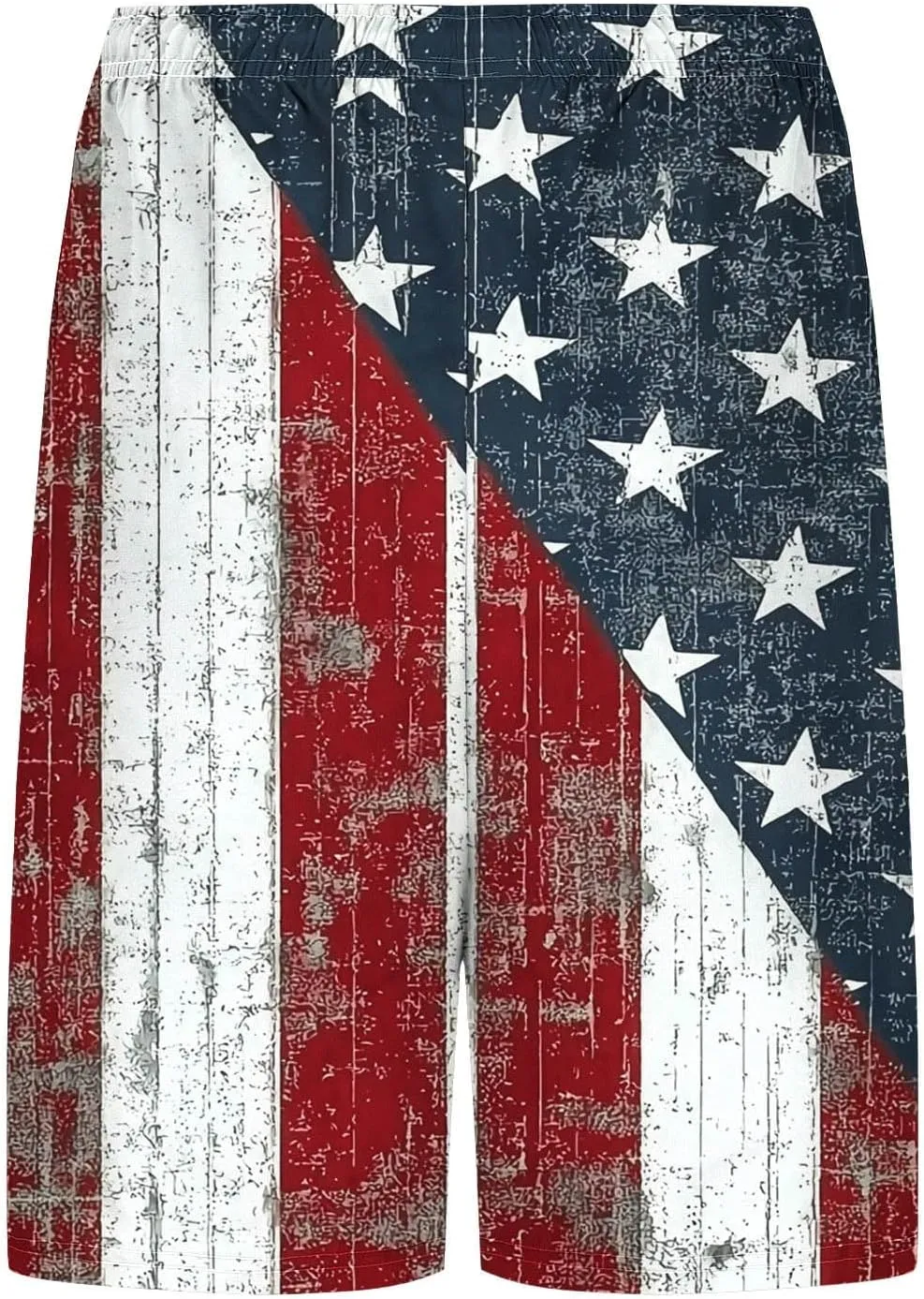 Mens American Flag Swim Trunks with Compression Liner and Pockets USA 4th of July Patriotic 2 in 1 Beach Board Shorts