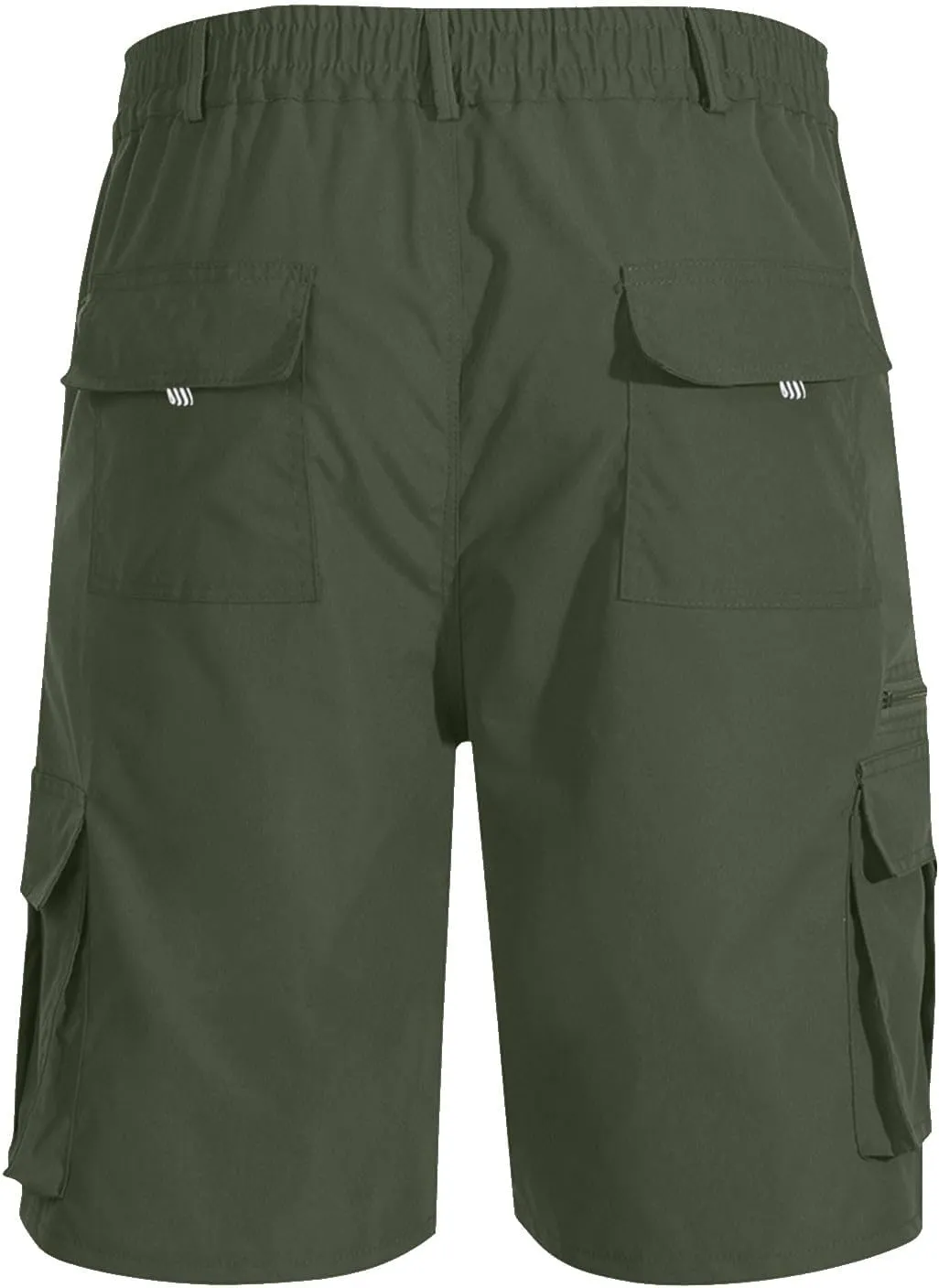 Mens Bermuda Cargo Shorts Drawstring Elastic Waist Lightweight Work Pants Outdoor Classic Hiking Shorts with Pockets