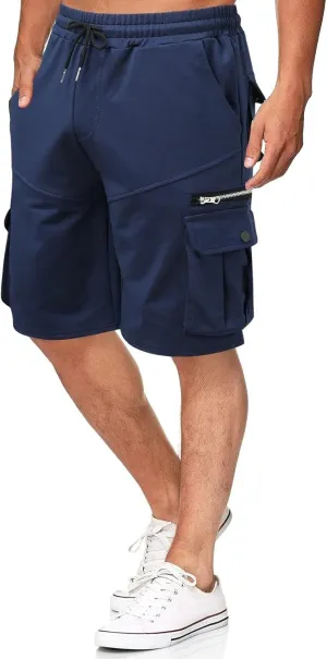 Mens Bermuda Cargo Shorts Drawstring Elastic Waist Lightweight Work Pants Outdoor Classic Hiking Shorts with Pockets