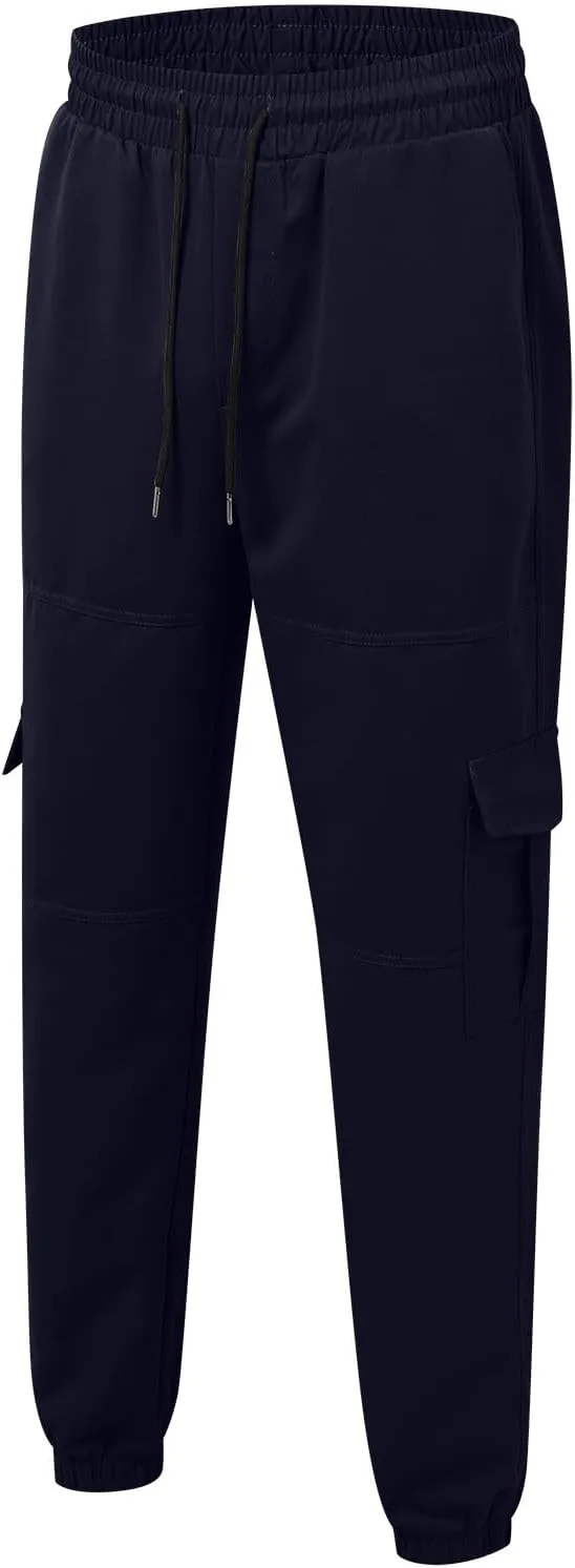 Men's Cargo Pants with Pockets Elastic Waisted Vintage Casual Harem Pants Drawstring Stretch Lightweight Loose Fit Joggers