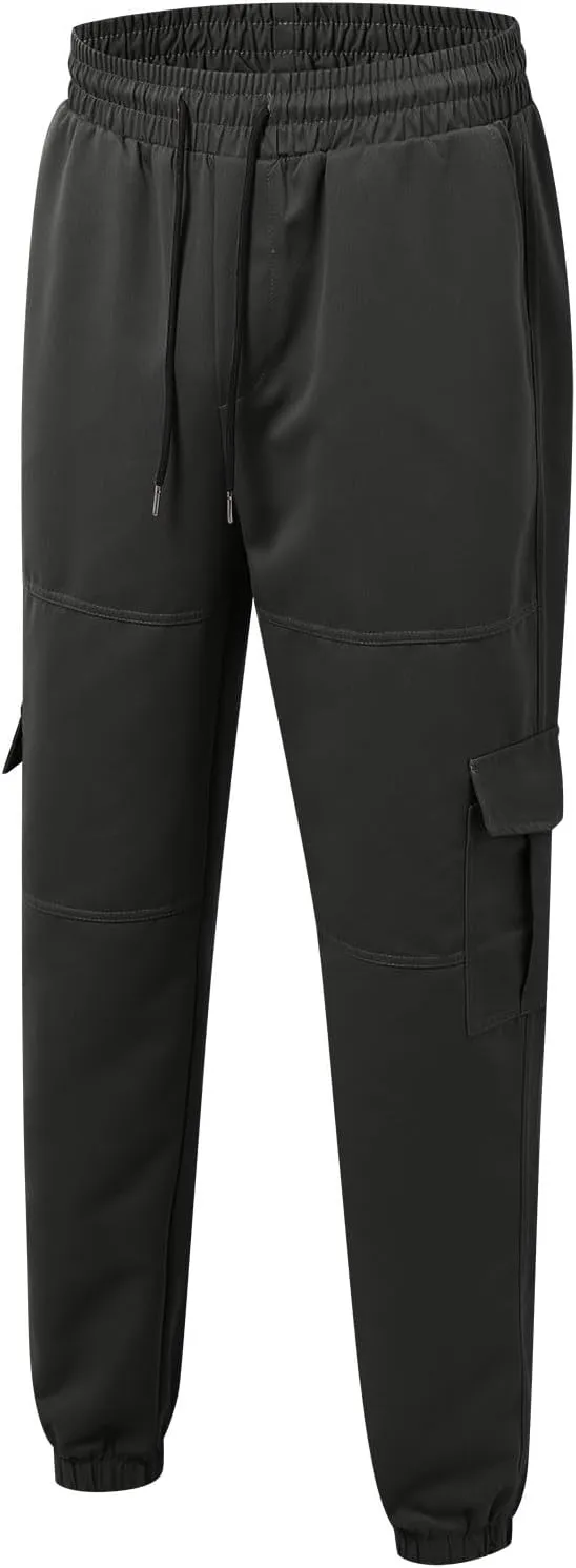Men's Cargo Pants with Pockets Elastic Waisted Vintage Casual Harem Pants Drawstring Stretch Lightweight Loose Fit Joggers