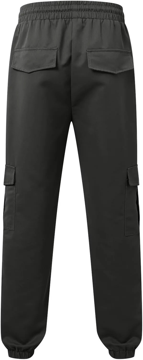 Men's Cargo Pants with Pockets Elastic Waisted Vintage Casual Harem Pants Drawstring Stretch Lightweight Loose Fit Joggers