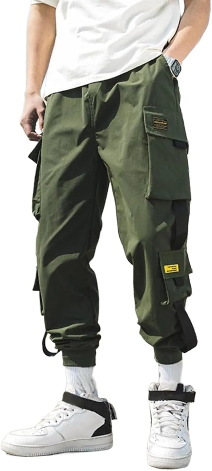 Mens Casual Cargo Pants with Multi Pockets Relaxed Fit Stretch Work Pants Lightweight Tapered Athletic Streetwear Pants