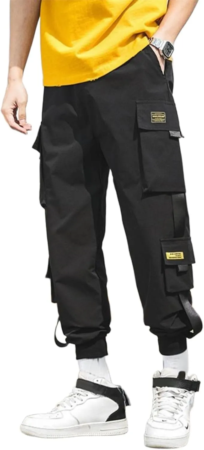 Mens Casual Cargo Pants with Multi Pockets Relaxed Fit Stretch Work Pants Lightweight Tapered Athletic Streetwear Pants