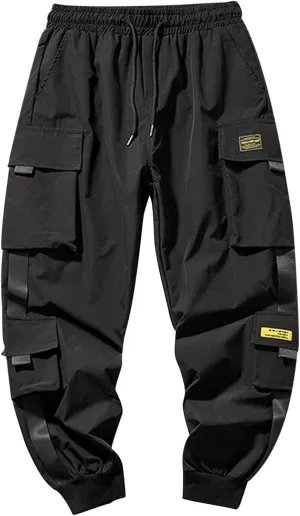 Mens Casual Cargo Pants with Multi Pockets Relaxed Fit Stretch Work Pants Lightweight Tapered Athletic Streetwear Pants