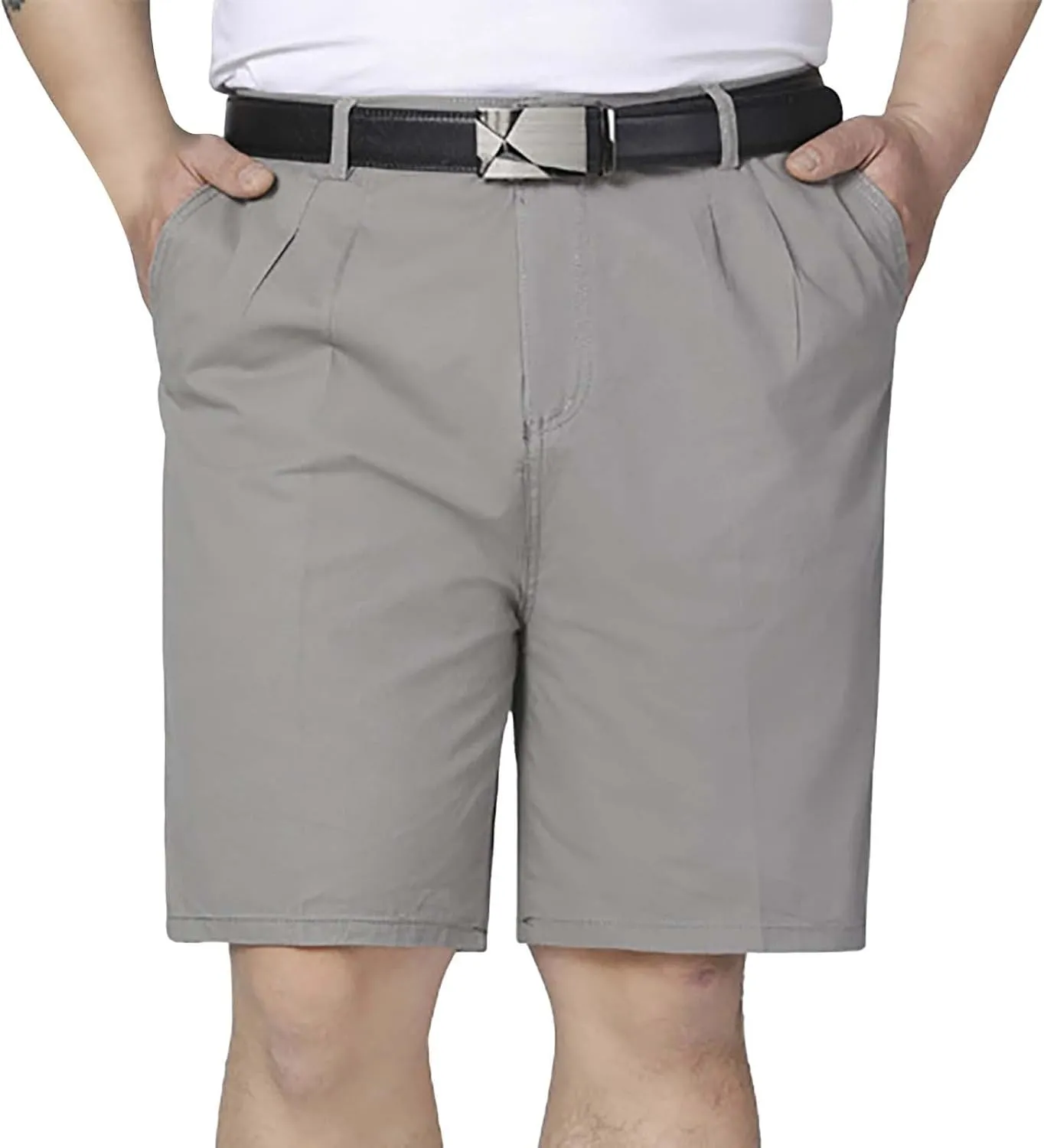 Men's Casual Shorts 7" Cotton Athletic Running Shorts Straight Wide Leg Elastic Waist Drawstring Workout Sweat