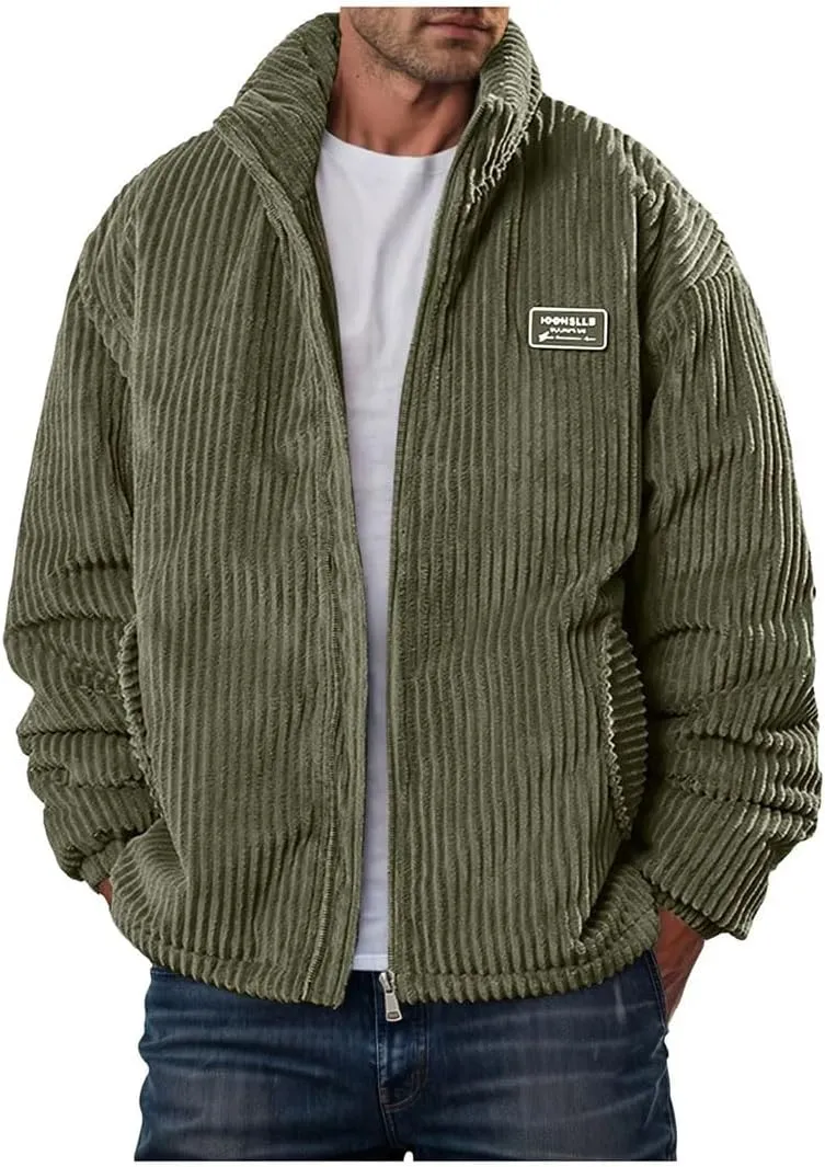 Men's Corduroy Coat Cotton Padded Jacket Thickened Cotton Padded Coat Loose Outerwear