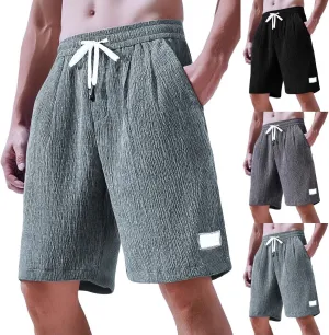 Men's Corduroy Shorts Moisture Wicking Casual Athletic Short Pants Elastic Waist Drawstring Lightweight Beach