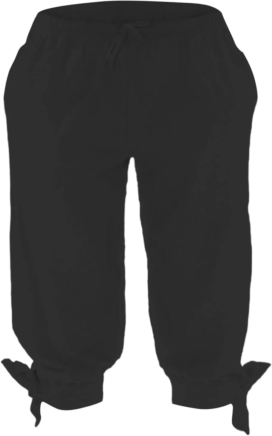 Men's Cotton Linen Capri Pants Below Knee Baggy Summer Harem Capris Drawstring Yoga Beach Short Pants with Pockets