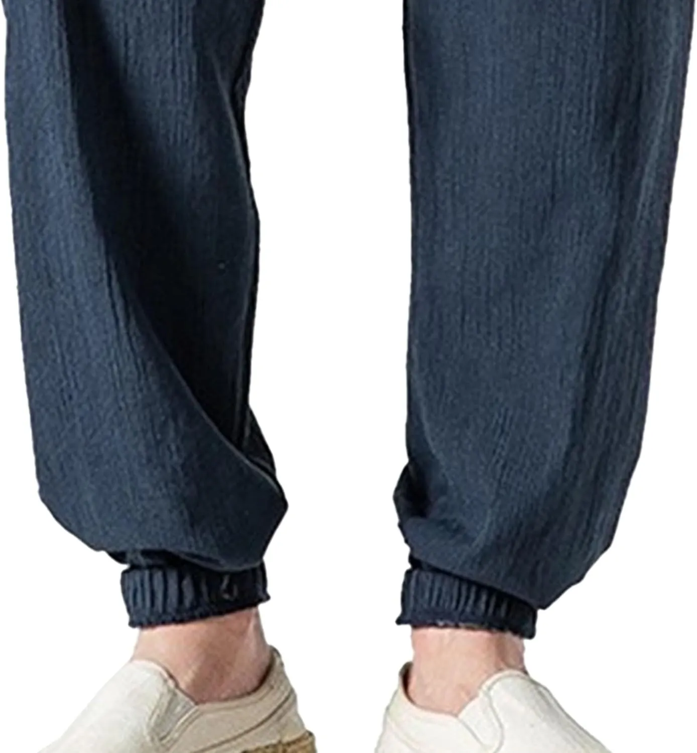 Men's Cotton Linen Lantern Pants Summer Soft Yoga Jogger Slack Casual Elastic Waist Streetwear Trousers