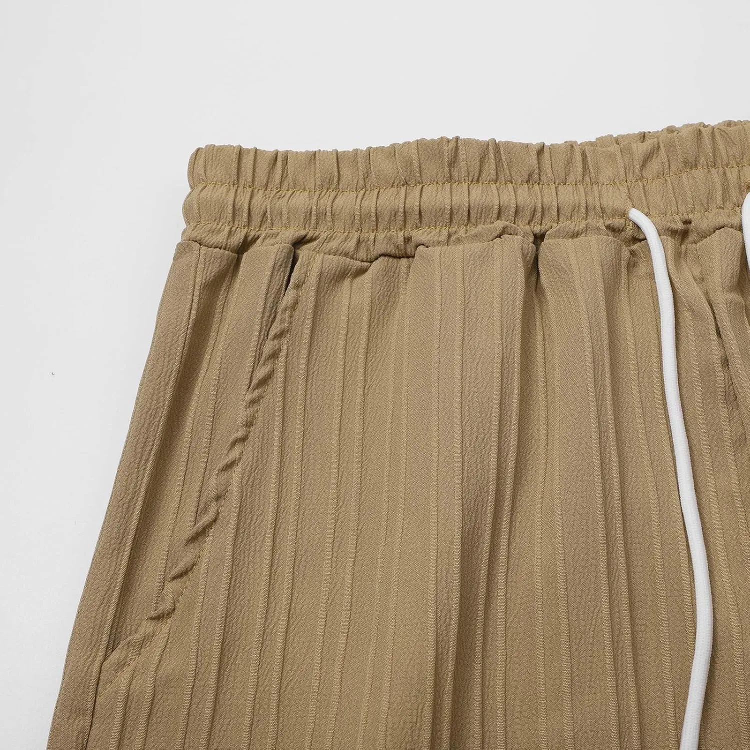 Mens Cotton Linen Shorts Casual Elastic Waist Drawstring Bermuda Shorts Lightweight Summer Beach Vacation Pant