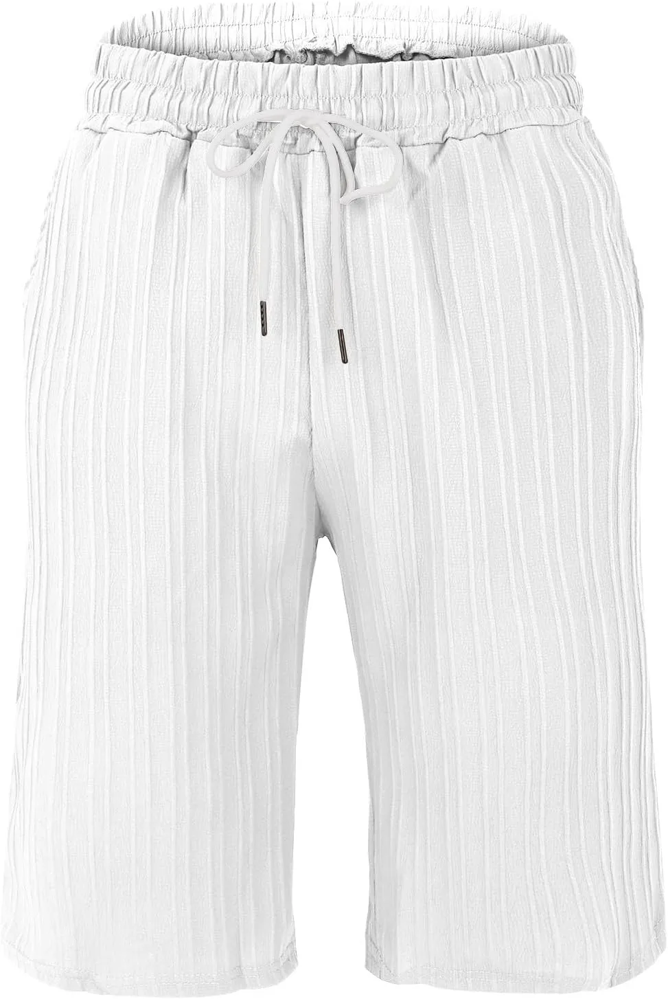 Mens Cotton Linen Shorts Casual Elastic Waist Drawstring Bermuda Shorts Lightweight Summer Beach Vacation Pant