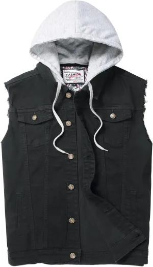 Men's Denim Vest,Sleeveless Jean Jacket Ripped Stretchy Distressed Battle Vest for Men Sleeve Less Outerwear