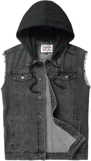 Men's Denim Vest,Sleeveless Jean Jacket Ripped Stretchy Distressed Battle Vest for Men Sleeve Less Outerwear