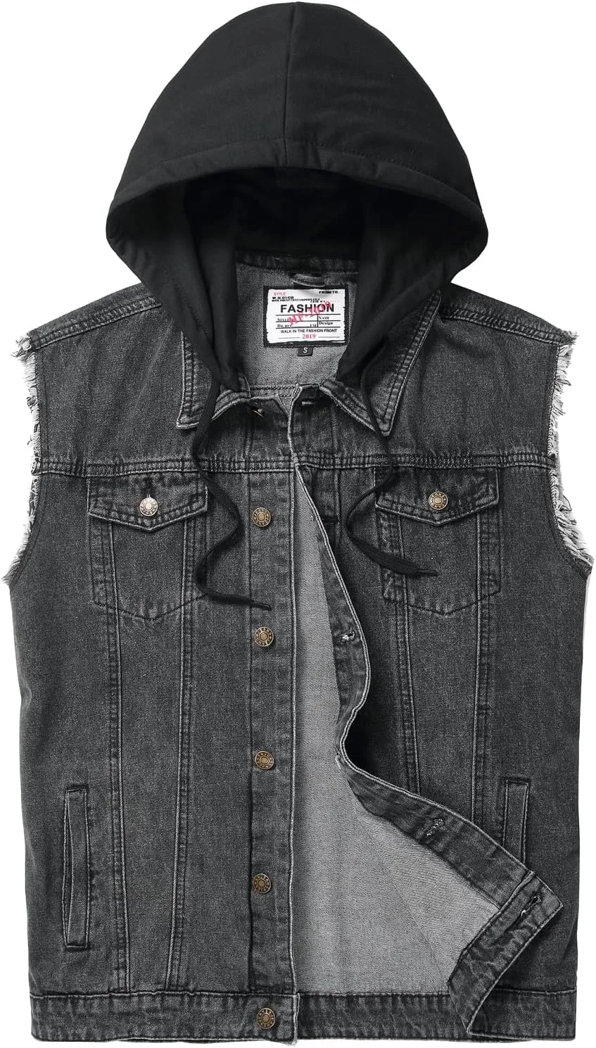 Men's Denim Vest,Sleeveless Jean Jacket Ripped Stretchy Distressed Battle Vest for Men Sleeve Less Outerwear