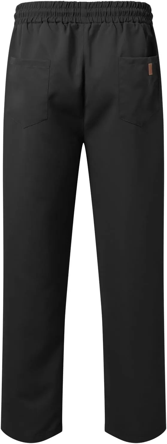 Mens Drawstring Casual Cargo Pants Elastic Waisted Straight Relaxed Fit Sweatpants Lightweight Classic Joggers wiht Pockets