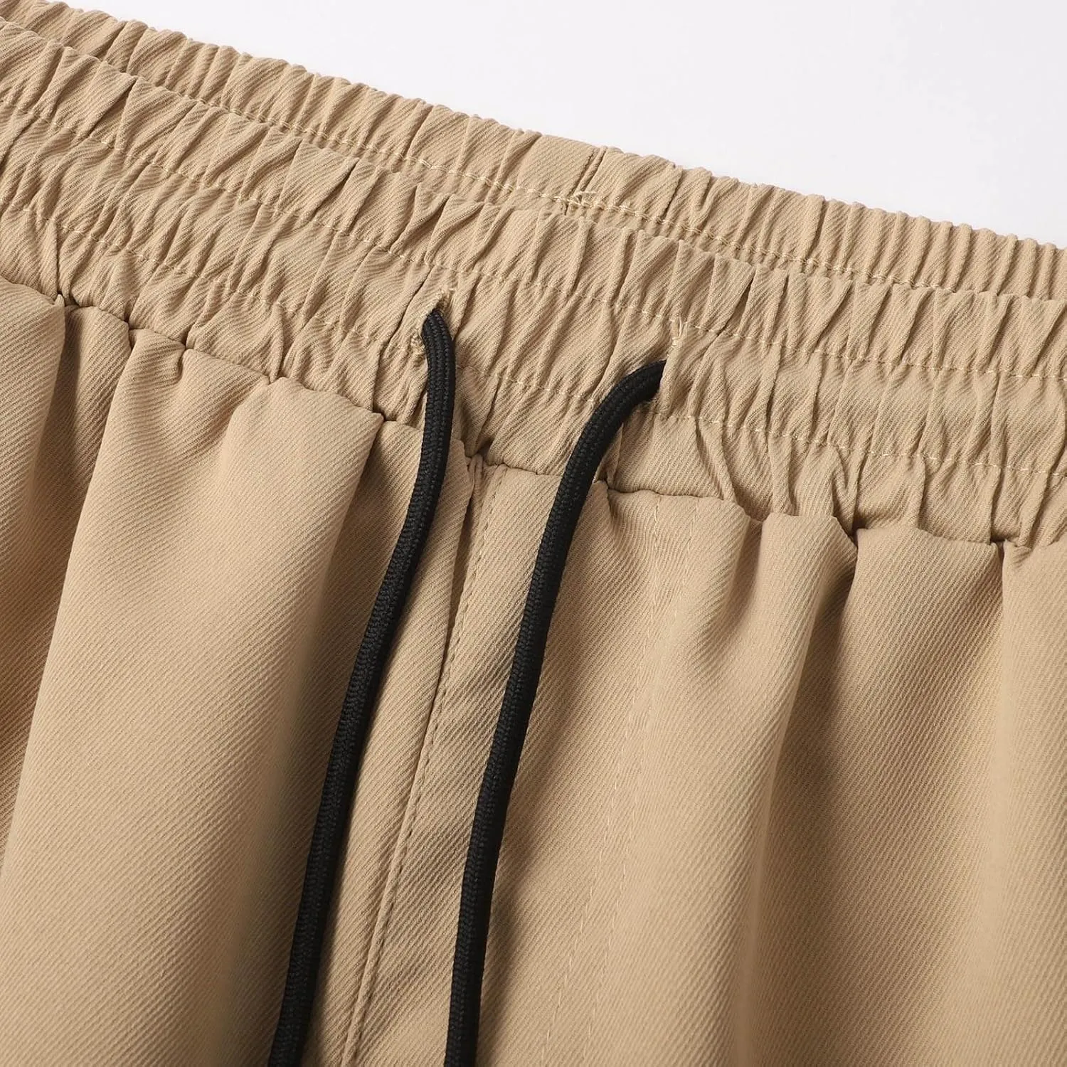 Mens Drawstring Casual Cargo Pants Elastic Waisted Straight Relaxed Fit Sweatpants Lightweight Classic Joggers wiht Pockets